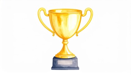 Watercolor gold trophy painting, a celebration of artistic achievement and victory