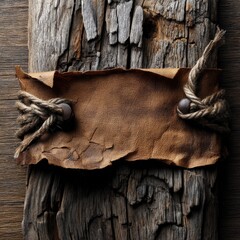 There is a hole in a piece of wood from which leaves are emerging
