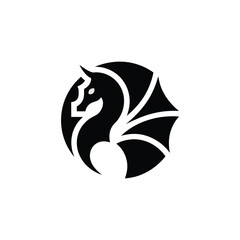 Dragon illustration with modern gradient color, dragon logo vector icon Dragon logo icons. Ancient mythical serpent symbol. Mythological beast sign. Vector illustration.