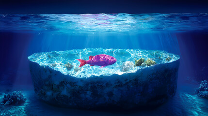 Pink Fish in a Coral Reef Underwater Scene