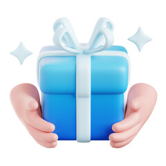 hand holding gift box 3d illustration