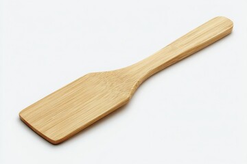 Natural Bamboo Cooking Spatula Kitchen Utensil Isolated on White Background