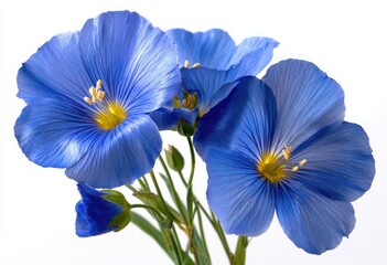 Vibrant Blue Flax Flowers Close Up Shot Botanical Beauty Delicate Petals