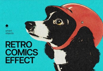 Retro Comics Photo Effect Mockup