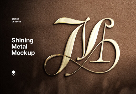 Yellow Shining Metal Logo Mockup