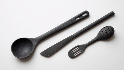 Stylish Black Kitchen Utensil Set Spoon Spatula Slotted Spoon Cooking Tools