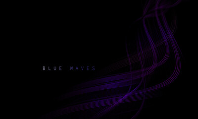 Isolated design element, purple exquisite shiny textured waves on black background.