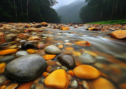 Mountain stream, colorful stones