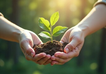 Environment cooperration, unity of business people and community to protecting small aprout with hand