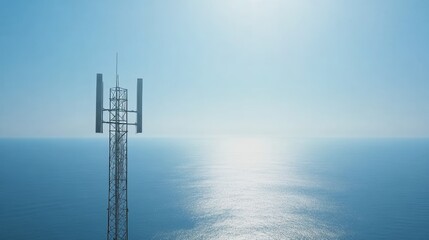 Obraz premium Telecommunications Infrastructure with Communication Antennas and Cellular Base Stations Against Sky