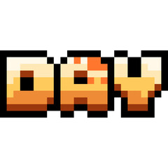 Cartoon Pixel Day Word Icon.