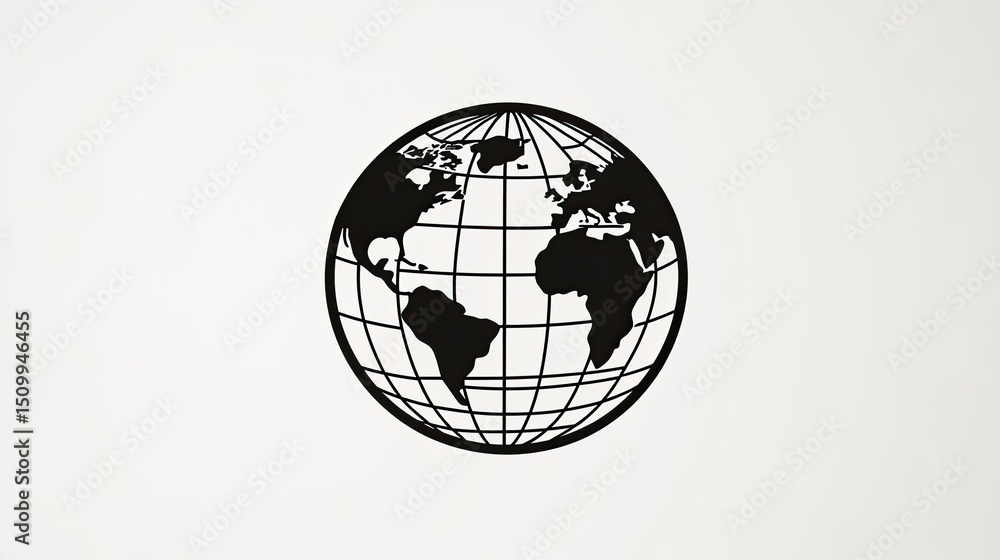 Poster black and white globe illustration on a light background representing global connection and awarenes