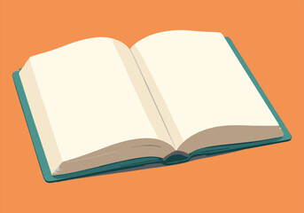 Open Blank Book Vector Illustration with Orange Background, book, open, blank, open book, blank pages, vector illustration, open blank book, book vector illustration