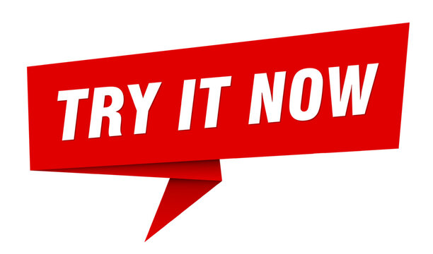 try it now banner. try it now speech bubble, label, sticker, sign template