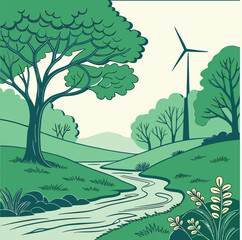 Minimalistic Natural Scene with Green Technology