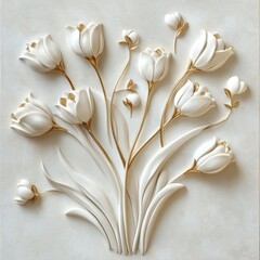 Elegant white tulips with golden accents floral arrangement