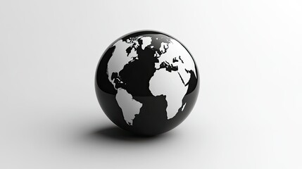 Fototapeta premium Black and White Globe with Detailed Map of Europe and Africa, 3D Representation, Perfect for Global Concepts and Environmental Themes