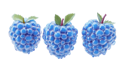 Fresh Blue Raspberry Fruit Isolated on White Background
