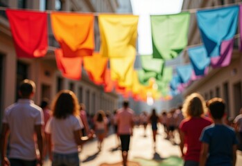 Unity Community center with Rainbow Flags during Soft Focus