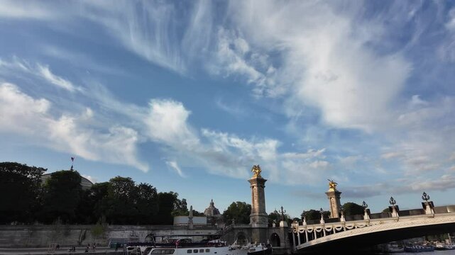 Pont Alexandre III bridge in Paris, France over the River Seine