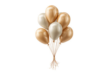 PNG Elegant gold and white balloons bouquet on black background