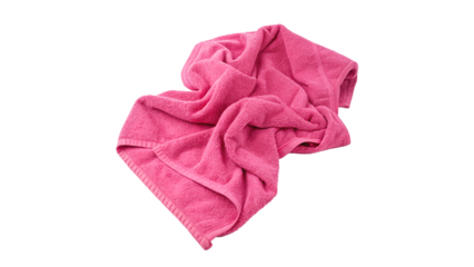 Crumpled pink towel isolated on transparent background