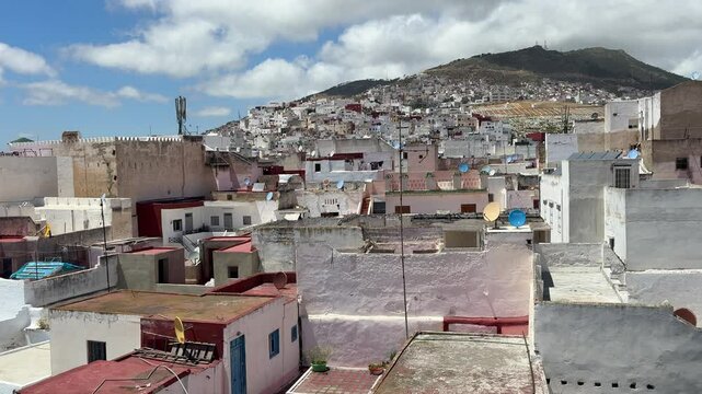 Skyline of Tetuan Moroccan city from a rooftop at day time