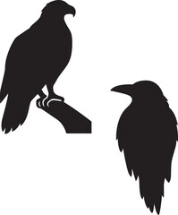 Majestic Peregrine Falcon Silhouette Standing Eagle Outline & Bird of Prey Symbolism Vector Art for Wildlife & Nature Designs