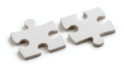 Obraz premium Puzzle Pieces Connection Metaphor on White Background: Creativity Concept and Problem Solving for Teamwork and Strategic Thinking