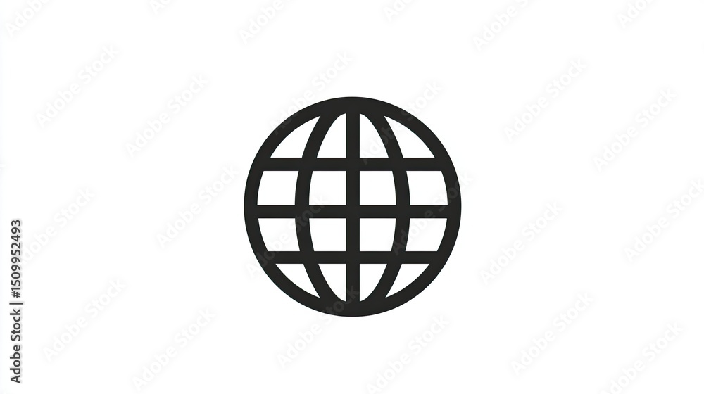 Poster simple and modern graphic representation of a globally recognized earth icon with a grid pattern for