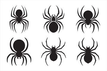 Creepy Crawly Spiders All in a Row Six Black Insects