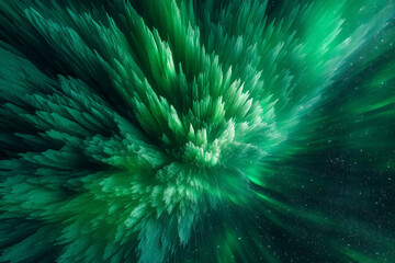 Obraz premium Abstract green explosion cosmic nebula starburst design