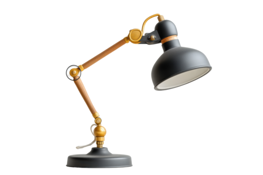 PNG Modern adjustable desk lamp with wooden and metal design