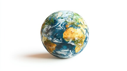 Colorful Earth Globe with Detailed Landmasses and Oceans on a White Background for Educational and Artistic Use in Various Projects