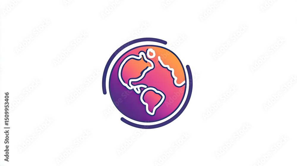 Poster abstract colorful globe illustration with curved lines and vibrant gradient representing the concept