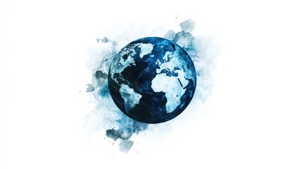 Obraz premium Stunning Conceptual Artwork of Earth in Abstract Watercolor Style Showcasing Beautiful Shades of Blue and White for Artistic Representation
