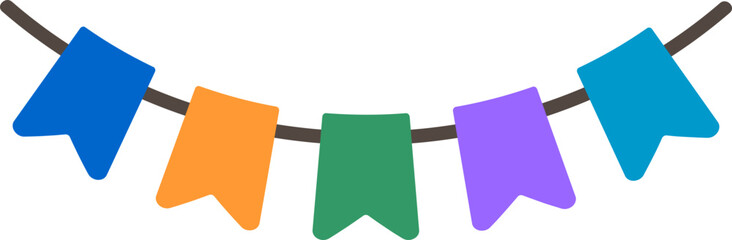 Colorful party flag bunting on string