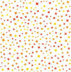 vibrant star pattern background. red, orange, yellow stars on white canvas. ideal for festive digital art, invitations, textiles, wrapping paper, party decor & creative design projects
