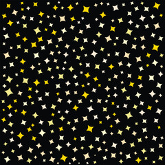 stunning starry night sky pattern, mesmerizing display of yellow and white stars on a black background. perfect for wallpapers, textiles, and digital art