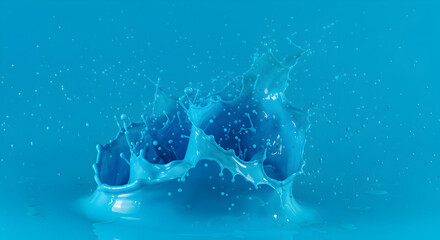 Dynamic Water Burst Creates Unique Patterns in Pure Blue Color