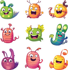 Obraz premium cartoon lemur,animal character set with various fun emotions and poses