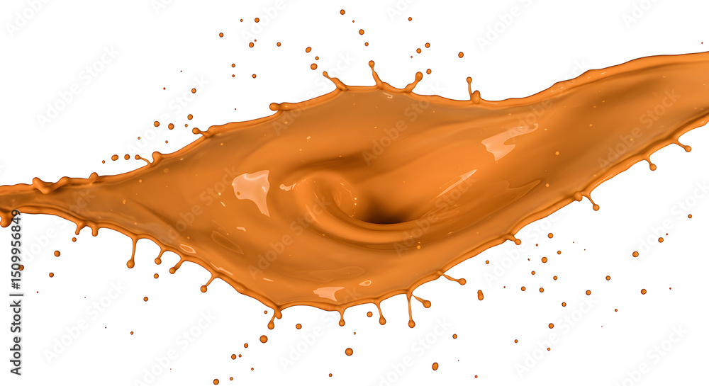 Poster dynamic caramel liquid burst isolated on white background for design use