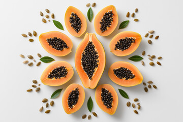 Mandala Papaya Slice with Decorative Seed Pattern
