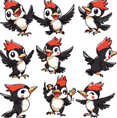 cartoon lemur,animal character set with various fun emotions and poses