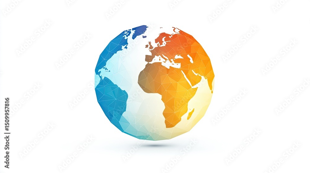 Aufkleber colorful geometric earth globe design with abstract polyhedron shapes and a bright gradient for glob