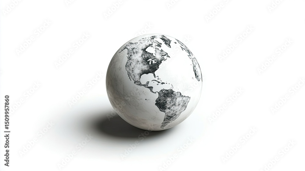 Poster abstract marble globe design showcasing a stylized map of the world with a minimalistic and artistic