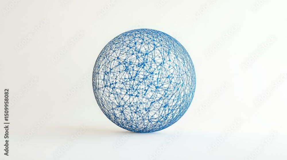 Poster abstract blue sphere with network lines and nodes representing digital connectivity and global commu