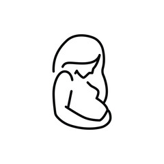 Pregnancy icon. Simple outline style. Pregnant woman, maternal, lady, fertility, mom, baby, mother, gynecology, health concept. Thin line symbol.