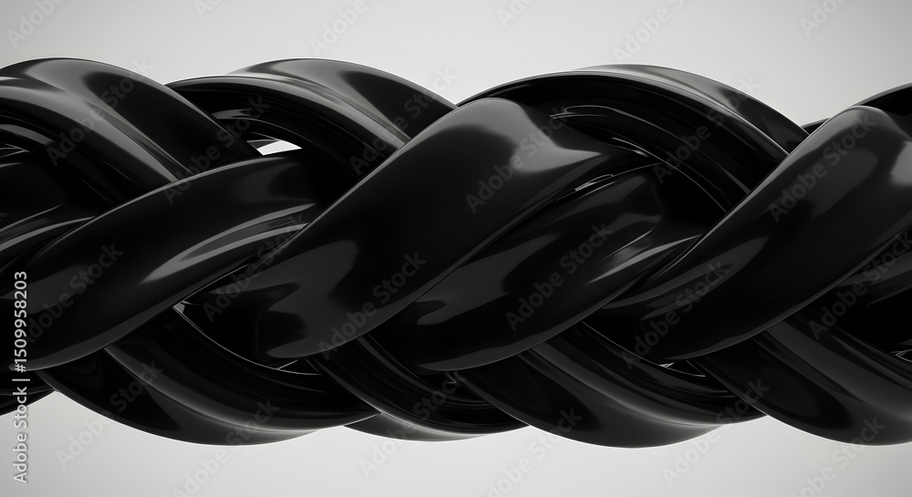 Poster abstract black flowing shape with dynamic curves and reflective surface