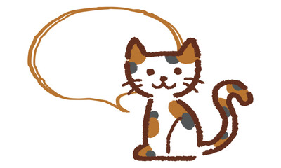 猫の吹き出し素材、手描き風、ベクター、イラスト